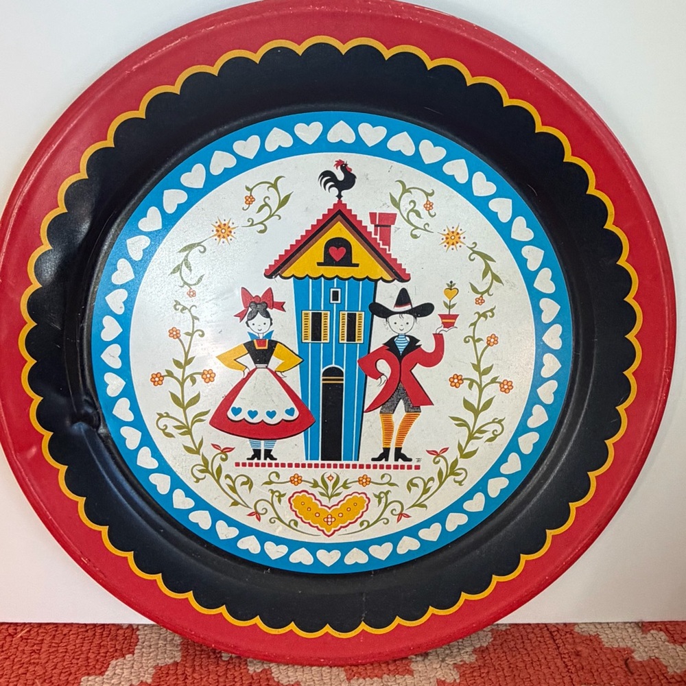 Vintage Pennsylvania Dutch Folk Art Decorative Tray